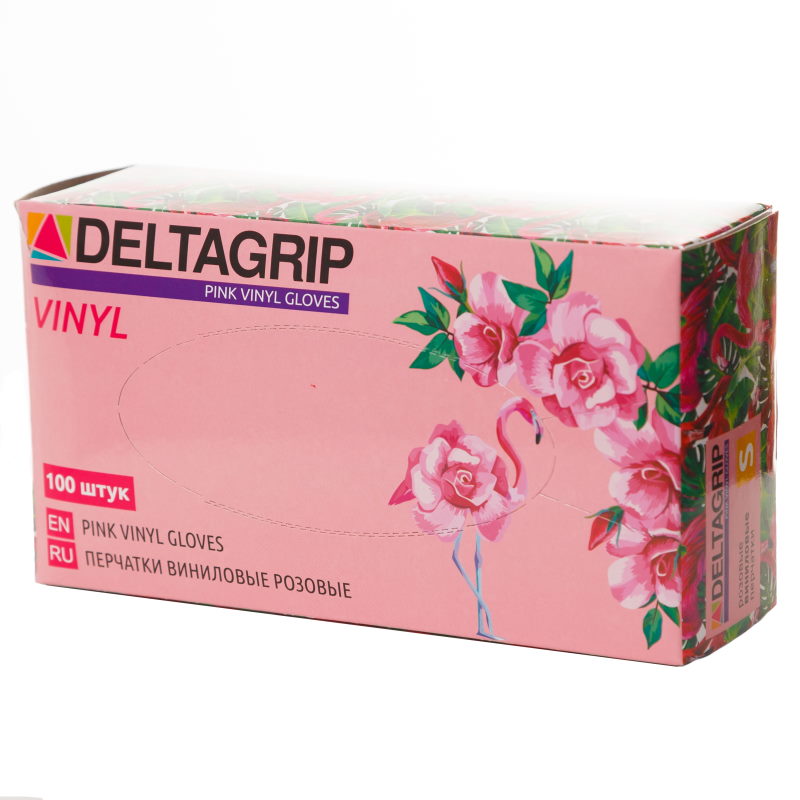 Перчатки виниловые розового цвета DELTAGRIP Vinyl Pink
