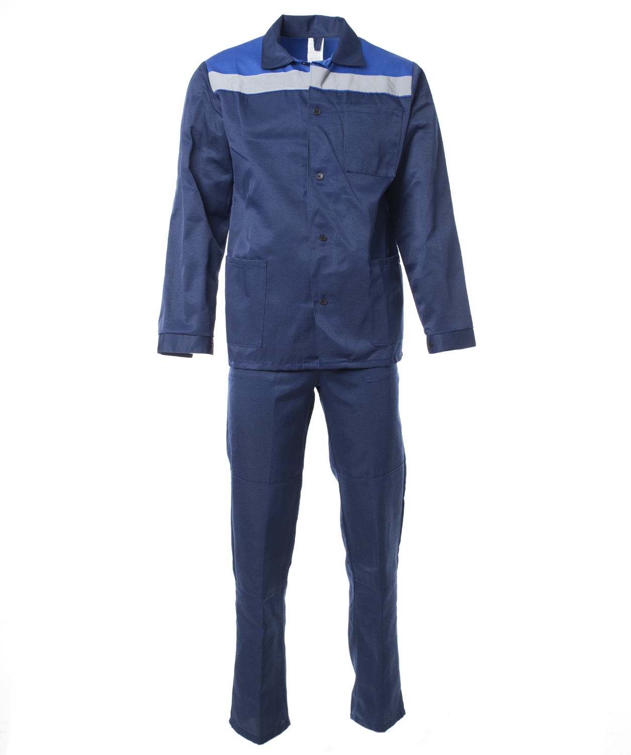 Костюм Стандарт с СОП летний (куртка+брюки) цв.темно-синий с васильковым
