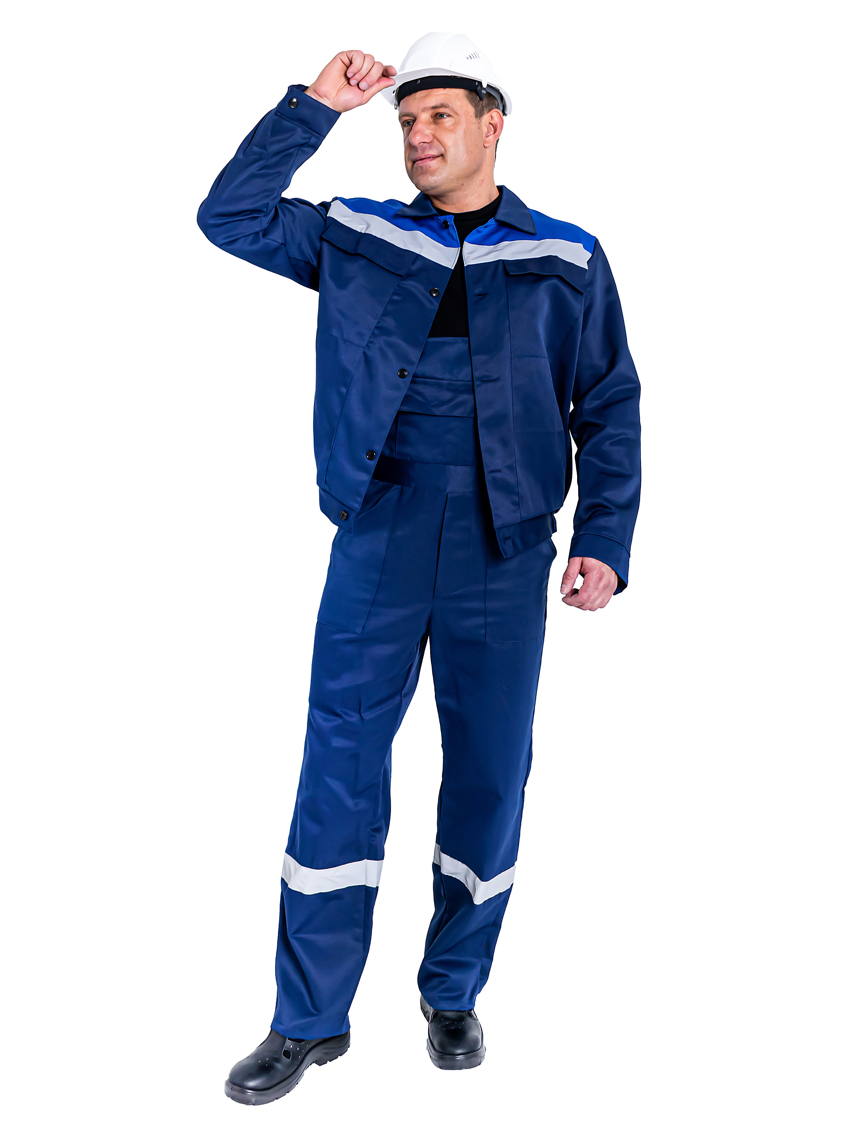 Костюм Стандарт-2 с СОП летний (куртка+п/к) цв.темно-синий с васильковым