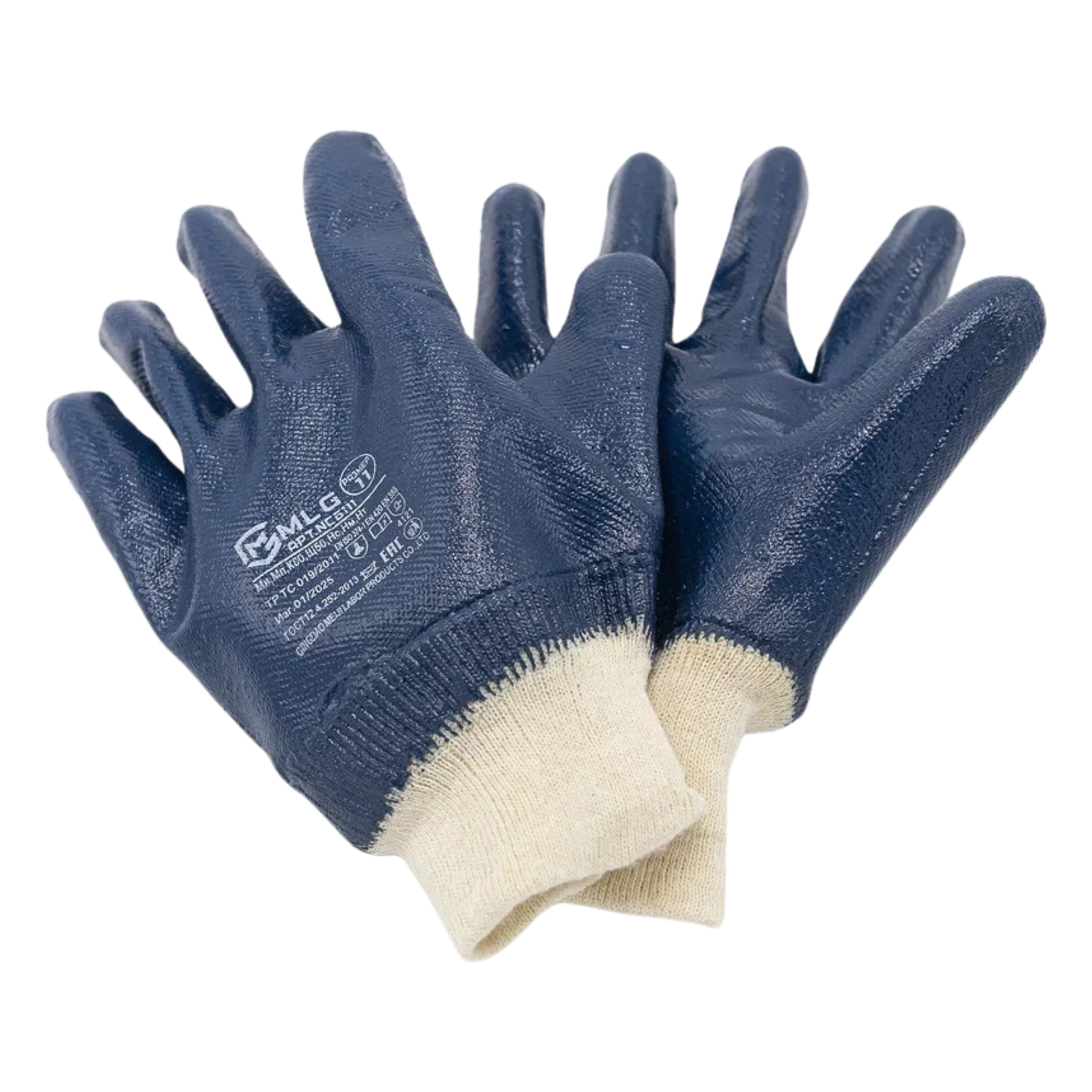Перчатки MLG хб с полным нитриловым покрытием NC5111, манжет резинка