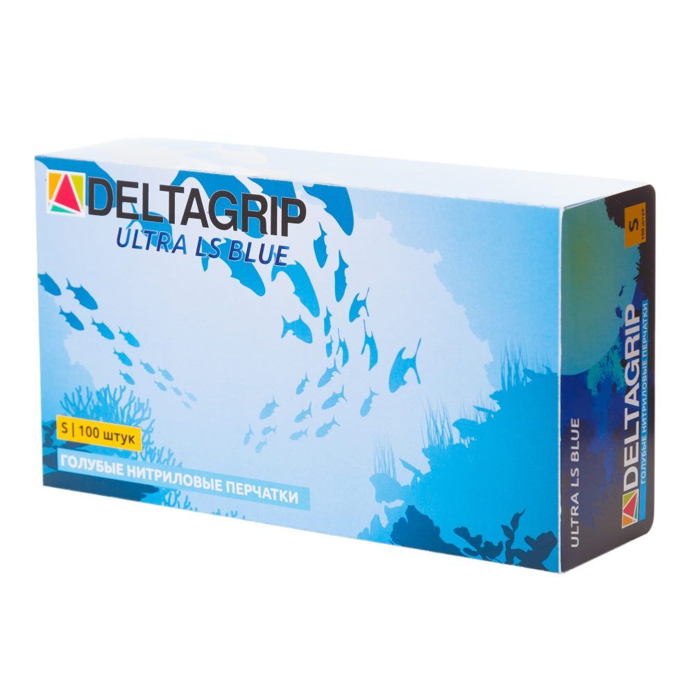 Перчатки нитриловые DELTAGRIP Ultra LS неопудренные синего цвета