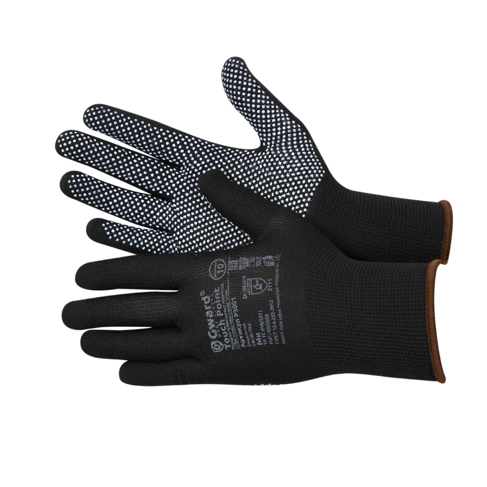 Перчатки нейлоновые черные Gward Touch Point с ПВХ микроточкой