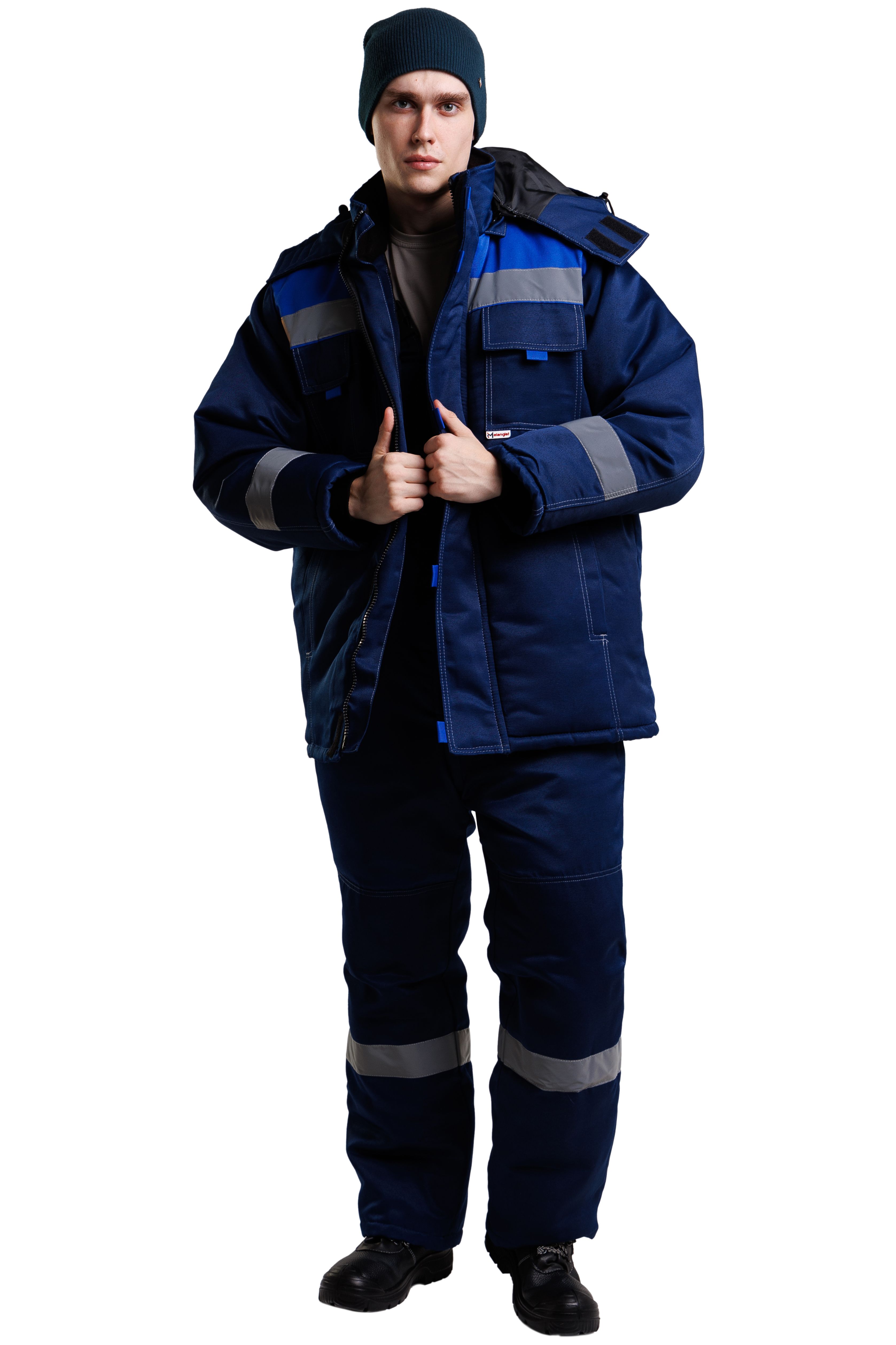 Костюм утеплённый мужской Компакт плюс, смес. кур+п/к син/вас