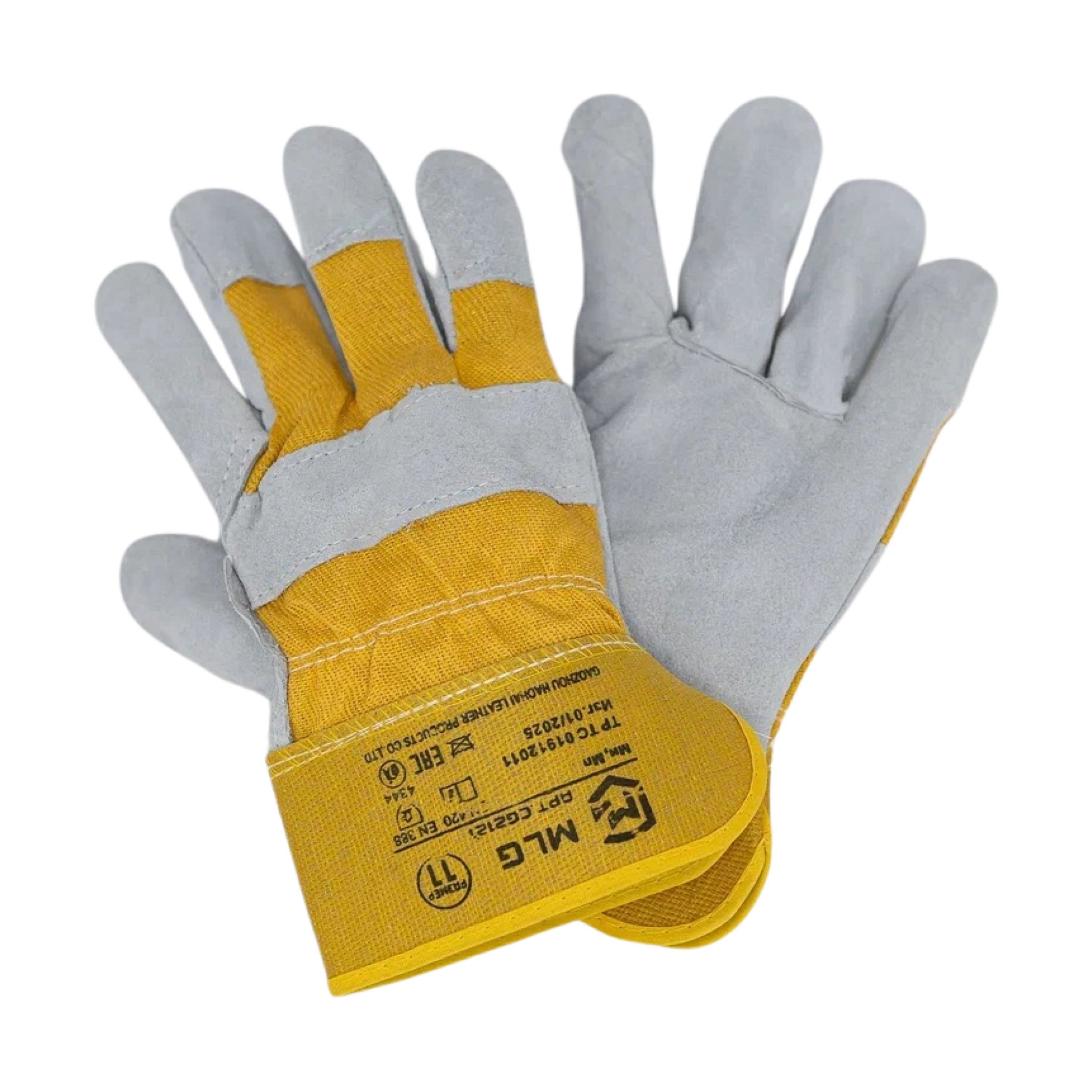 Перчатки MLG комбинированные с крагой CG2121 желто-серые
