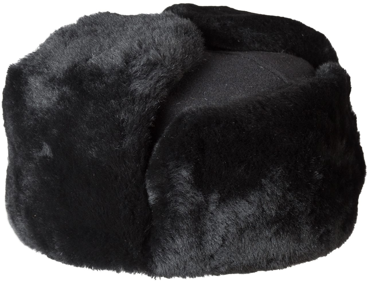 Шапка утепленная меховая необлагороженная из натуральной овчины (черная)