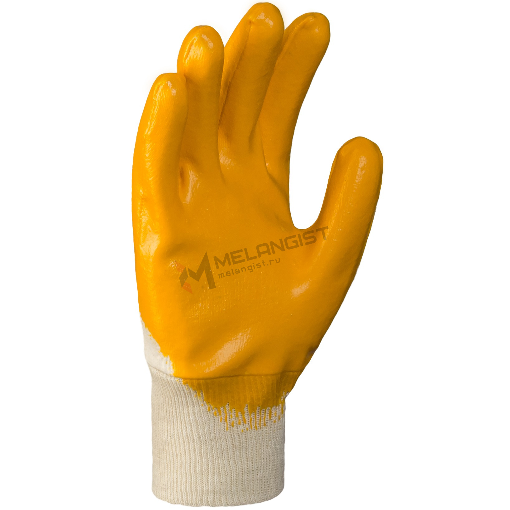 Перчатки DOG облитые нитрилом желтые РЧ (Манжета частичная)