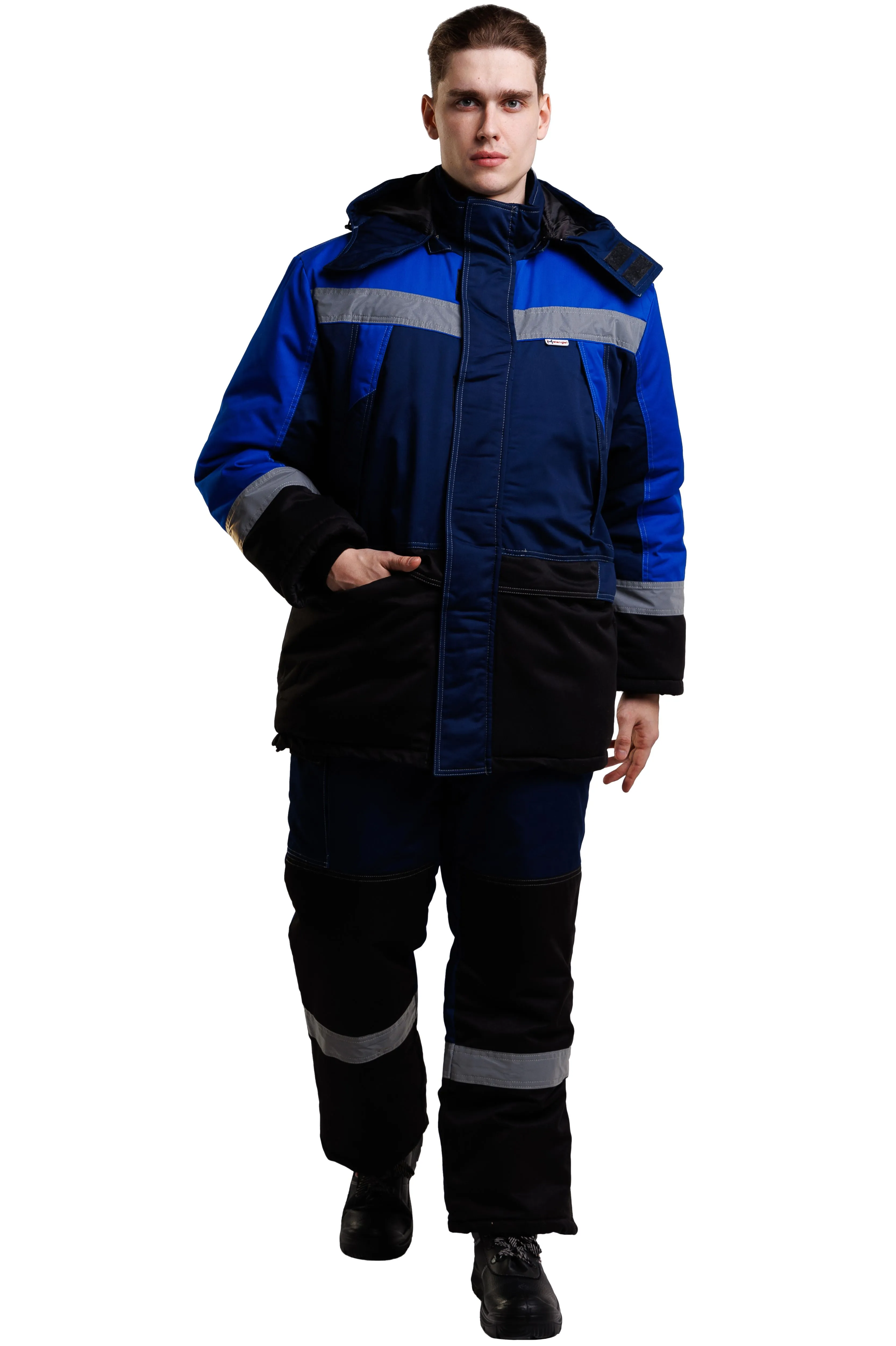 Костюм утеплённый мужской Кан, смес. кур+п/к синий-черный-василек