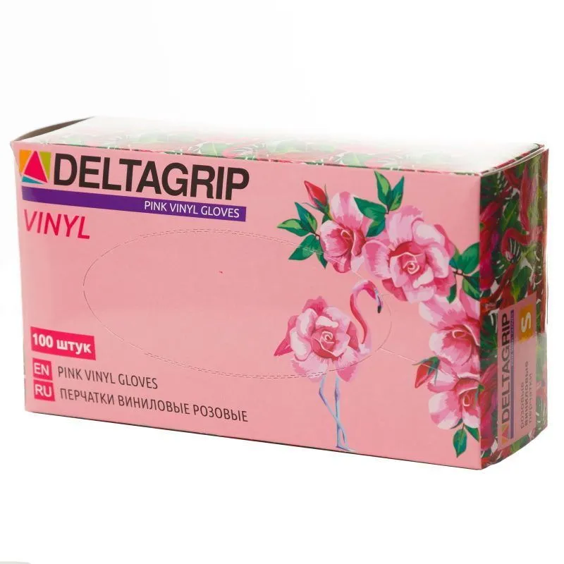 Перчатки виниловые розового цвета DELTAGRIP Vinyl Pink