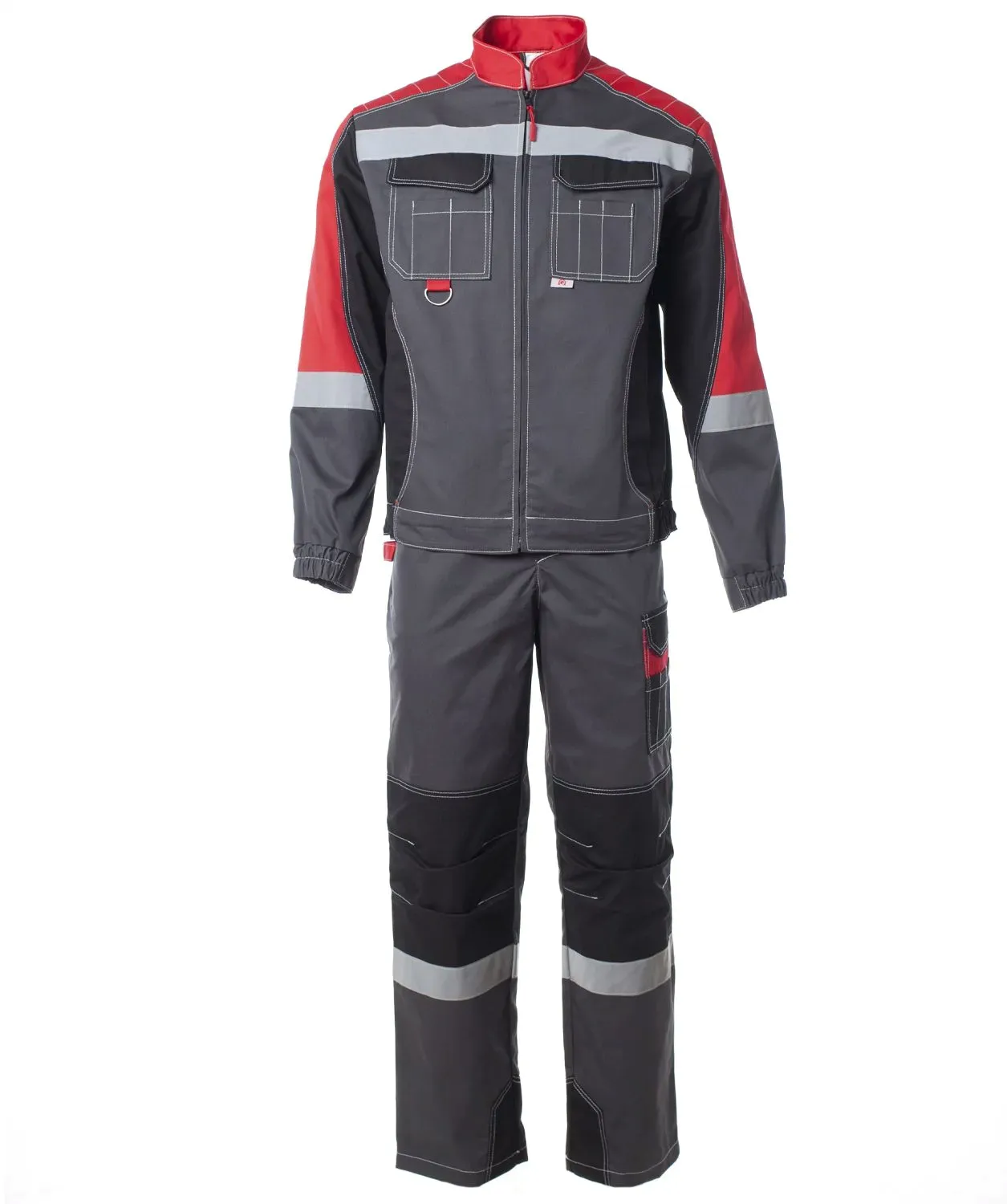 Костюм ФОРМУЛА летний куртка, п/к; т.серый с красной и черной отделкой