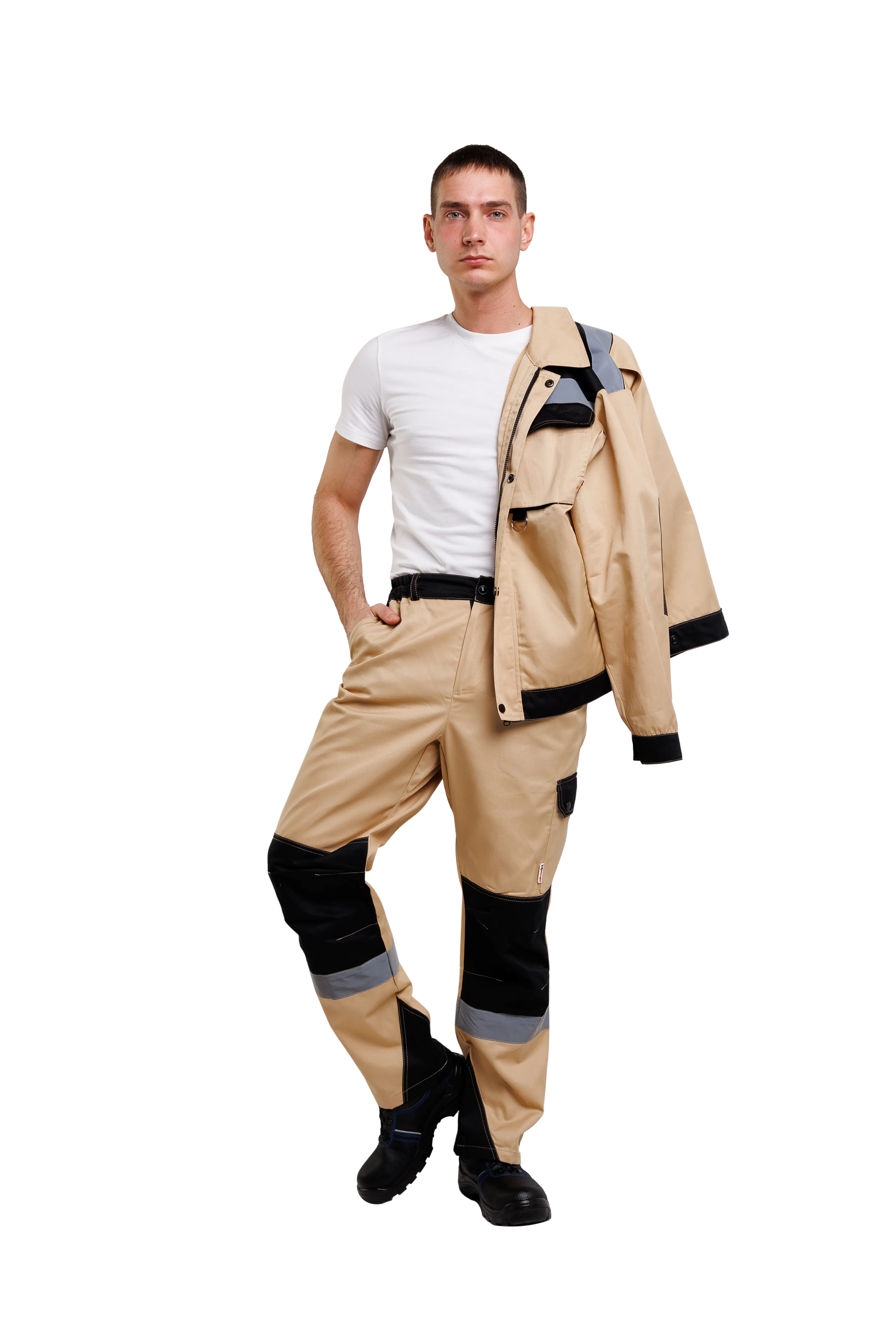 Костюм Кан, куртка+брюки бежево-черный